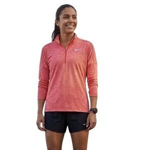 Nike Dri-FIT Pullover Shirt Womens L Pink 1/4 Zip Running Long Sleeve Athletic